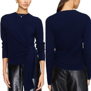 Brochu Walker Navy The Greys Wool Cashmere Blend Faux Wrap Knit Sweater Medium